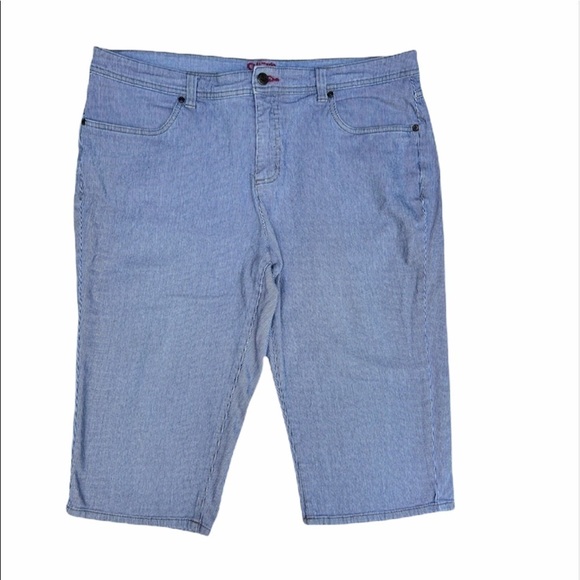 SMITHS Dungarees Blue Stripe Crop Pants Size 16W